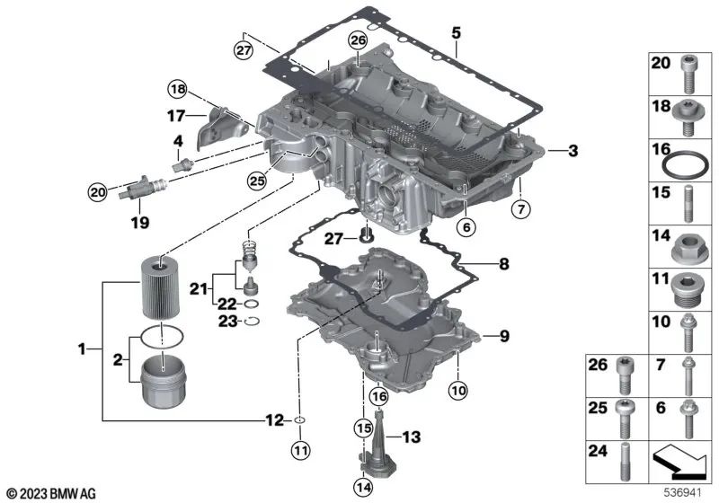 Junta Cárter de Aceite para BMW F90, G70, F91, F92, F93, F95, G05N, F96, G06N, G07N, G09 (OEM 11137852273). Original BMW.