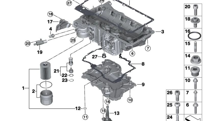 Termostato del circuito de aceite OEM 11137843144 para BMW F90, F91, F92, F93. Original BMW.