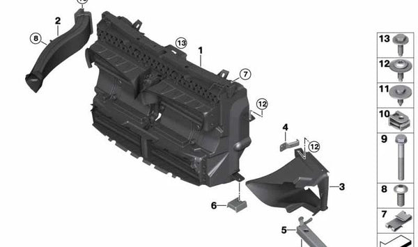 Guía de aire con control de válvulas para BMW F45, F46 (OEM 51748066659). Original BMW