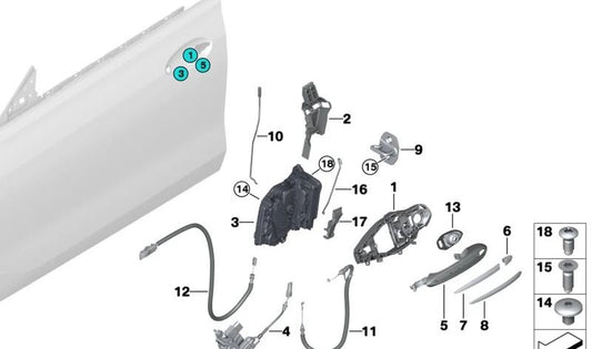 Haste de tração da porta frontal esquerda para BMW 6 G32 Series, G32N (OEM 51217382571). BMW original