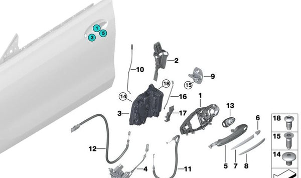 Unidad de cierre automático suave delantero izquierda para BMW Serie 6 G32, G32N (OEM 51215A36E43). Original BMW.