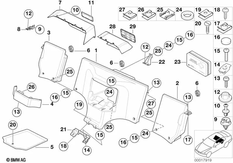 Revestimiento del Subwoofer del Maletero para varios modelos/series de BMW (OEM 51468400392). Original BMW.