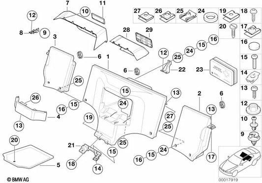 Revestimiento del Subwoofer del Maletero para varios modelos/series de BMW (OEM 51468400392). Original BMW.