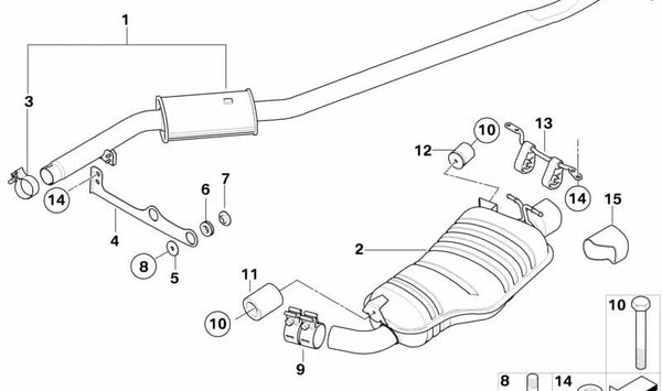 Silenciador trasero OEM 18303449079 para BMW X3 (E83). Original BMW