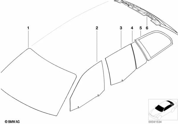 Cristal de protección solar para luneta trasera para BMW Serie 3 E46 (OEM 51317024739). Original BMW