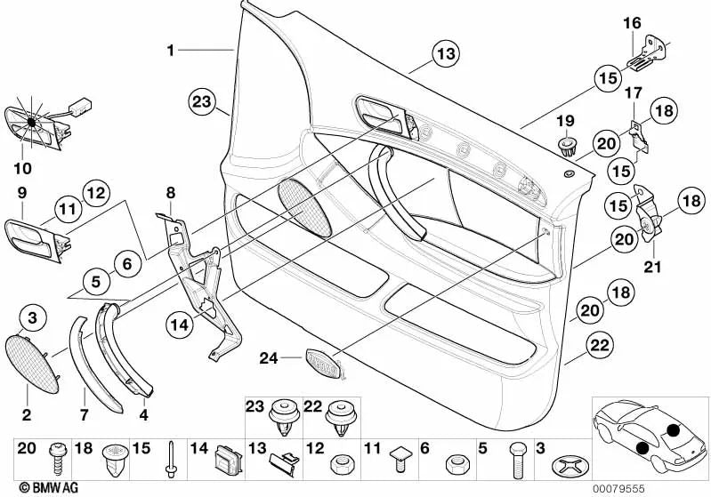 Rejilla de altavoz derecha para BMW X5 E53 (OEM 51418264142). Original BMW.