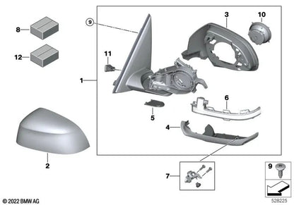 Set di coperture di base a specchio per BMW X3 F97, G01, G08, X4 F98, G02, X5 F95, G05, X6 F96, G06, X7 G07, XM G09 (OEM 51168496625). BMW originale