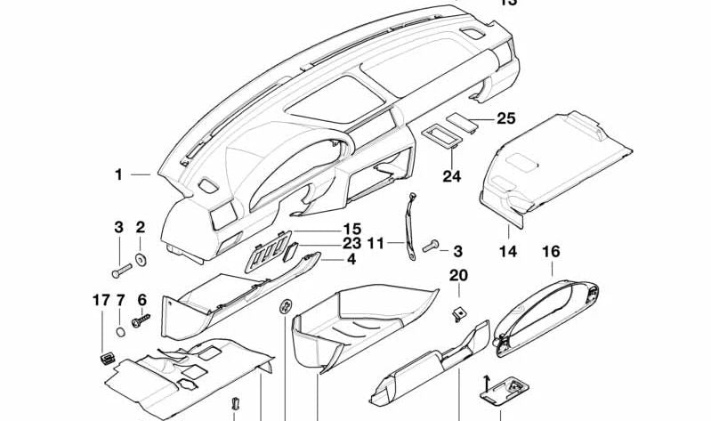 Cubierta del mecanismo de pedal para BMW Serie 3 E36 (OEM 51458146269). Original BMW