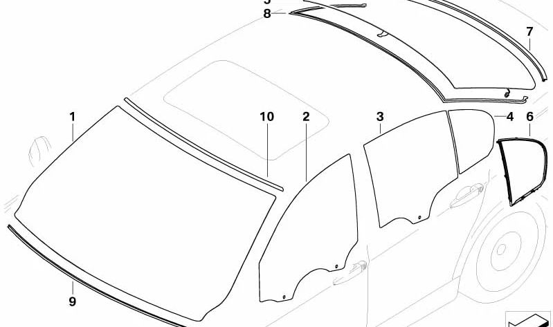 Luneta trasera verde para BMW E90, E90N (OEM 51317138639). Original BMW.