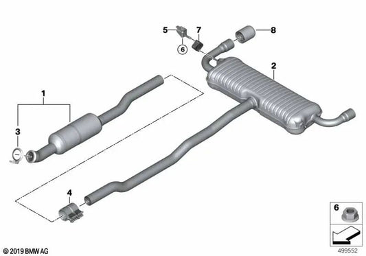 Silenciador trasero para BMW F44 (OEM 18308690299). Original BMW