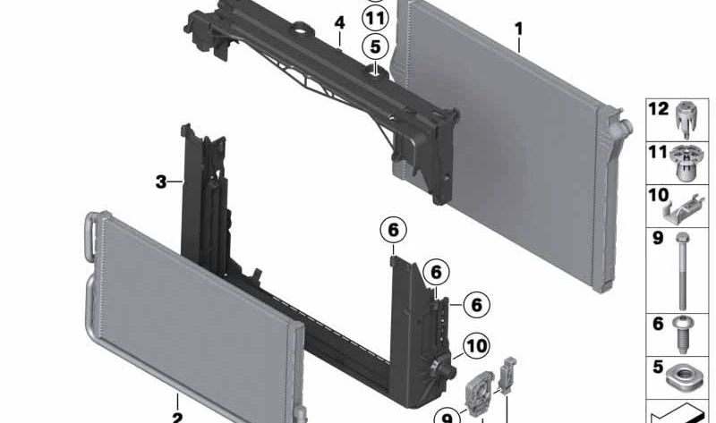 Cubierta para soporte de módulo para BMW Serie 5 F10, Serie 6 F06, F12, F13 (OEM 17112284246). Original BMW