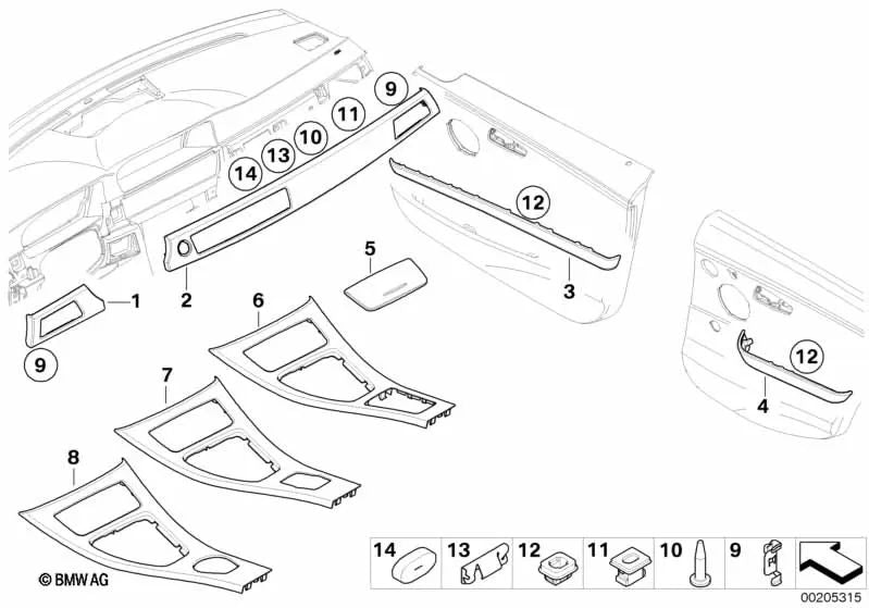 Cover for BMW E90, E90N, E91, E91N (OEM 51169170854). Genuine BMW