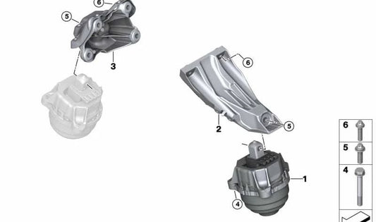 Soporte del motor derecho para BMW G12, G12N (OEM 22116866156). Original BMW