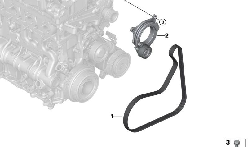 Schattengürtel (Keilrippenriemen) OEM 11288581682 für BMW F20, F21. Original BMW.