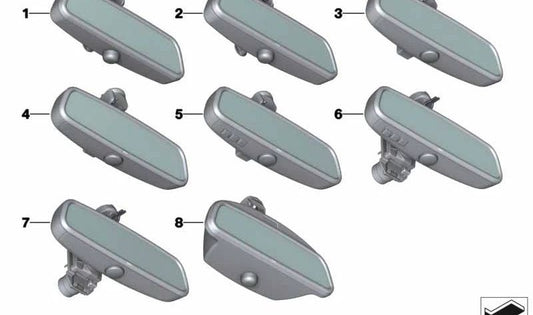 Innenrückspiegel mit automatischer Einstellung (EC), LED -Licht und GTO -Funktion 51169320305 für BMW F07, F10, F06, F12, F13, F01, F02, F25, F26, F15, F85, F16, F86. Original BMW.