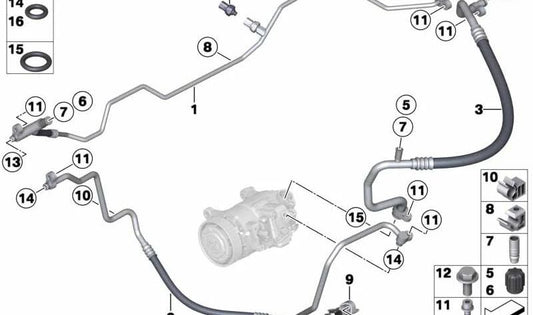 Tubería de presión para BMW Z4 E89 (OEM 64539242078). Original BMW.