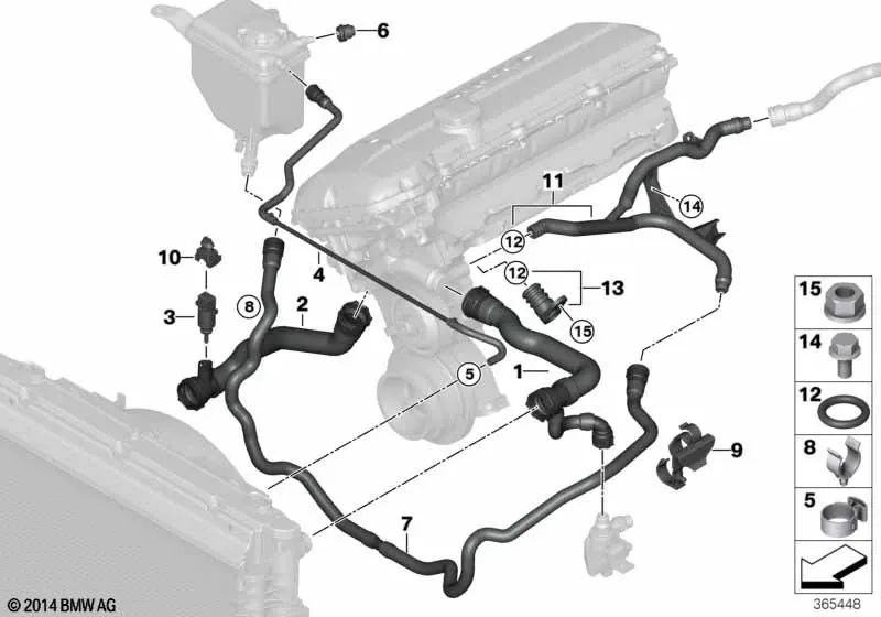 Tubo de retorno para BMW Serie 5 E60, E61 (OEM 17127519259). Original BMW.