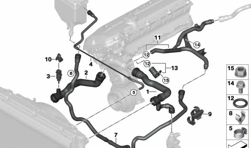 Manguera de avance para BMW Serie 5 E60, E61 (OEM 17127519256). Original BMW