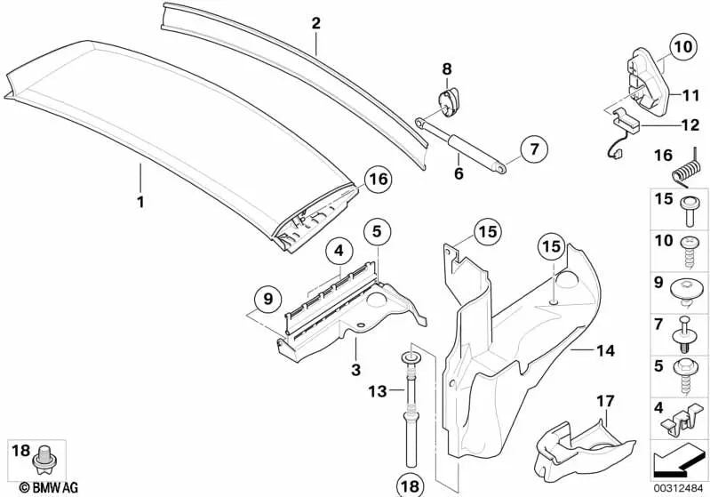 Rechte Schiebedachhalterung für BMW Z4 E85 (OEM 54317060836). Original BMW.