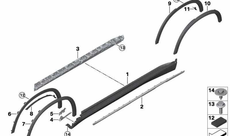 Cubierta inferior izquierda (estribo) OEM 51778498995 para BMW G05 (X5). Original BMW.