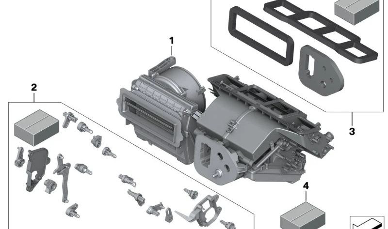 Empty box for heating/air conditioning system for BMW i I12, I15 Z4 E89 (OEM 64119335271). Original BMW