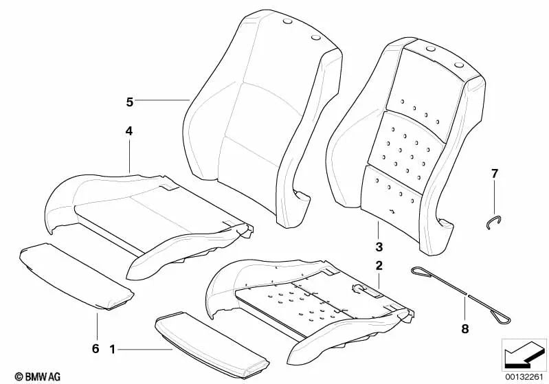 Left Fabric/Leather Backrest Cover for BMW E90N, E91 (OEM 52107251885). Genuine BMW