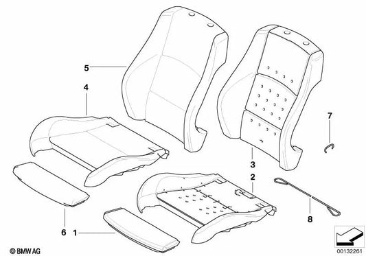 Funda Respaldo Tela/Cuero izquierda para BMW E90N, E91 (OEM 52107251885). Original BMW