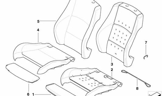 Funda de asiento en tela/cuero sintético OEM 52107842735 para BMW Serie 1 {E81, E82, E88}. Original BMW