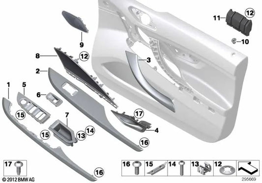 Pappelholz-Türleiste links für BMW F06, F06N (OEM 51417291393). Original BMW