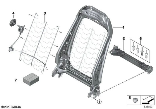 Estructura de respaldo eléctrica izquierda para BMW Serie 1 F40, Serie 2 F44, F45, F45N, F46, F46N, X1 F48, F48N, X2 F39 (OEM 52107366339). Original BMW.