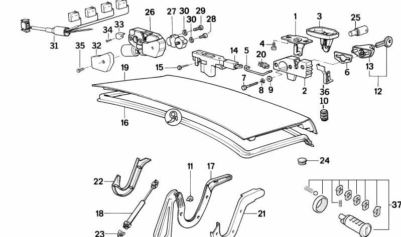 Junta del Portón Trasero para BMW E32 (OEM 51711908443). Original BMW