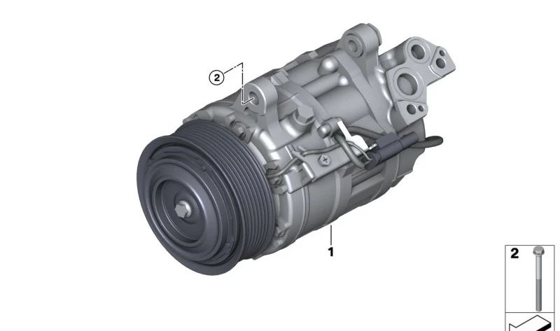 Ar condicionado com embreagem magnética OEM 64527948805 para BMW G42, G20, G21, G22, G23, G26, G01, G02, G05, G06. BMW original.