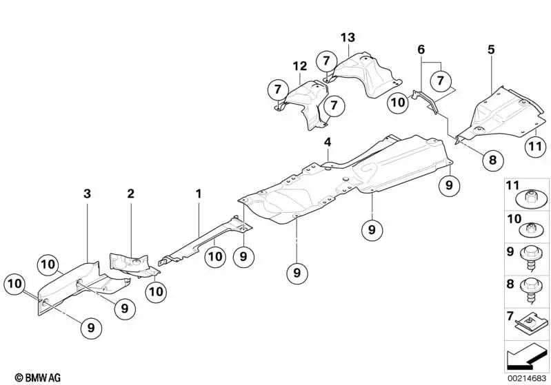 Soporte protector térmico trasero para BMW X3 E83, E83N (OEM 51483425257). Original BMW