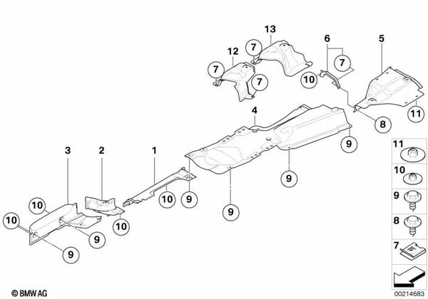 Soporte protector térmico trasero para BMW X3 E83, E83N (OEM 51483425257). Original BMW