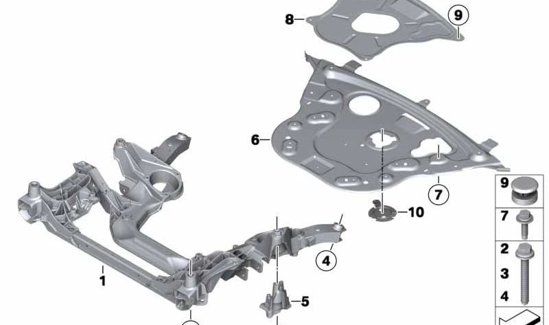 Placa de refuerzo OEM 31116777727 para BMW F07, F10, F11, F06, F12, F13, F01, F02, F04. Original BMW.