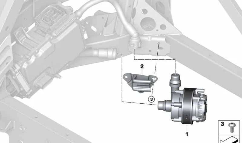 Soporte para bomba adicional de refrigerante OEM 11518600446 para BMW I12, I15. Original BMW.