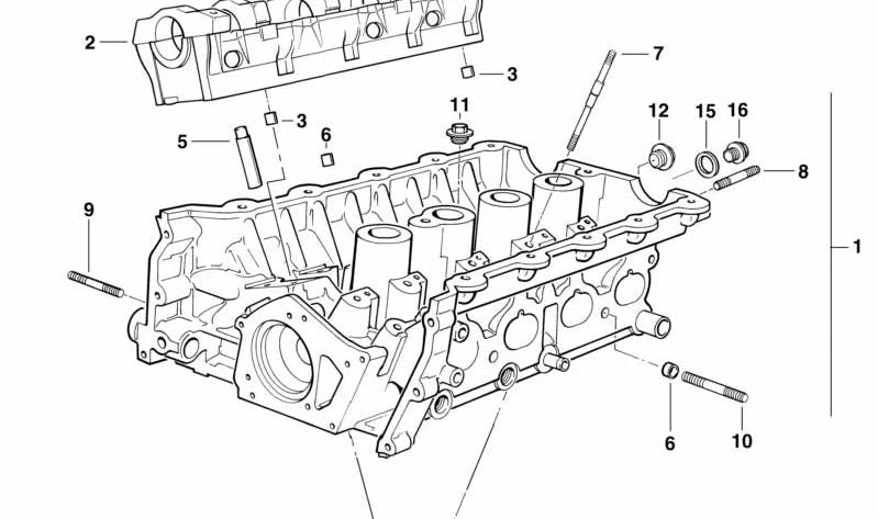 Culata con rieles de soporte para BMW E30, E36 (OEM 11121739913). Original BMW