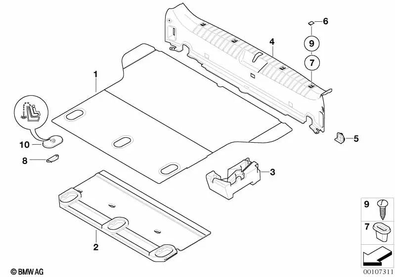 Cubierta del piso del maletero para BMW Serie 3 E46 (OEM 51478253383). Original BMW