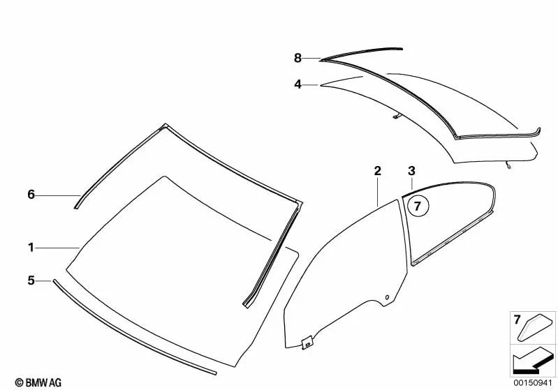 Cristal de protección solar para luneta trasera para BMW E92, E92N (OEM 51317178910). Original BMW.