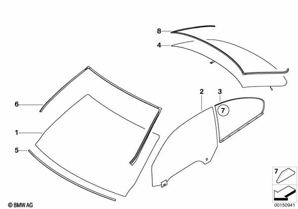 Cristal de protección solar para luneta trasera para BMW E92, E92N (OEM 51317178910). Original BMW.