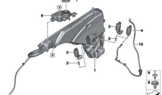 Oemparabrisas Cuebrisas Pump 67127310147 für BMW F52, F90, G30, G31, G32, G11, G12, E84, G05, G18, F95, G07. Original BMW.