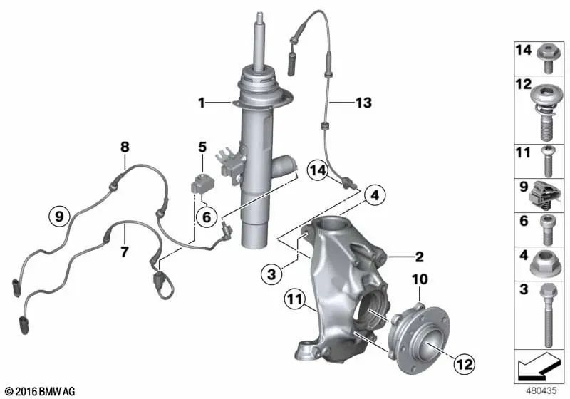 Right front shock absorber for BMW 4 Series F33 (OEM 37106850266). Genuine BMW