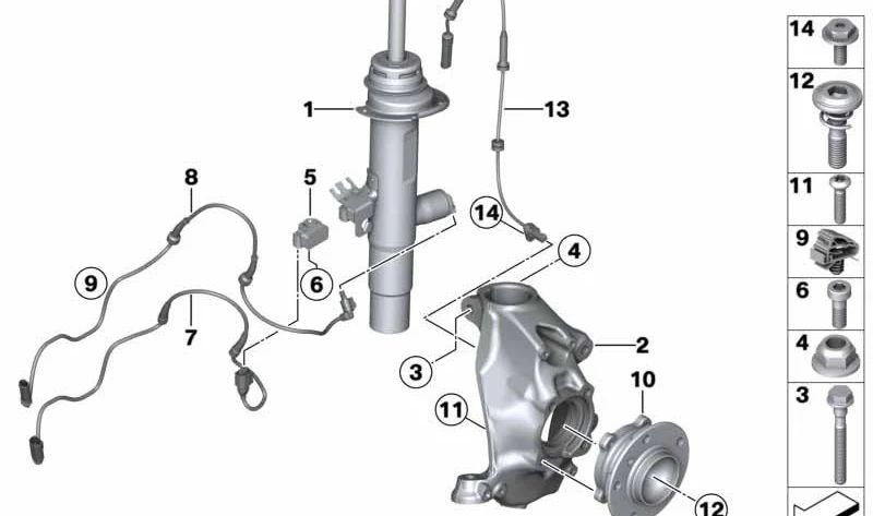 Sensor de velocidad ABS delantero OEM 34526869321 para BMW F20, F21, F22, F23, F30, F31, F32, F33, F34, F36. Original BMW.