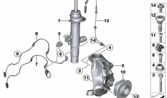 Hose left fall correction OEM 31216858319 for BMW F32, F33, F36. Original BMW.