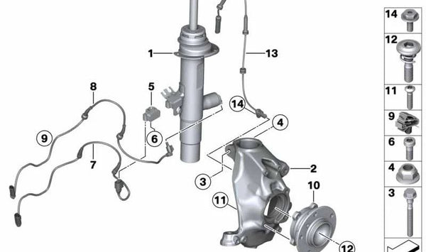 Mangueta corrección de caída izquierda OEM 31216858319 para BMW F32, F33, F36. Original BMW.