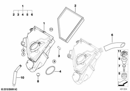 Silenciador de ruido de admisión para BMW Serie 1 E81, E82, E87N Serie 3 E90, E91, E92 (OEM 13717797460). Original BMW.