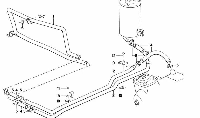 Tubería de dirección asistida OEM 32411128836 para BMW (Modelos compatibles: E28). Original BMW.