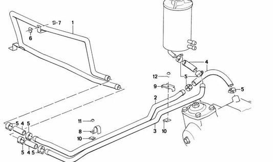 Tubería de dirección asistida OEM 32411128836 para BMW (Modelos compatibles: E28). Original BMW.