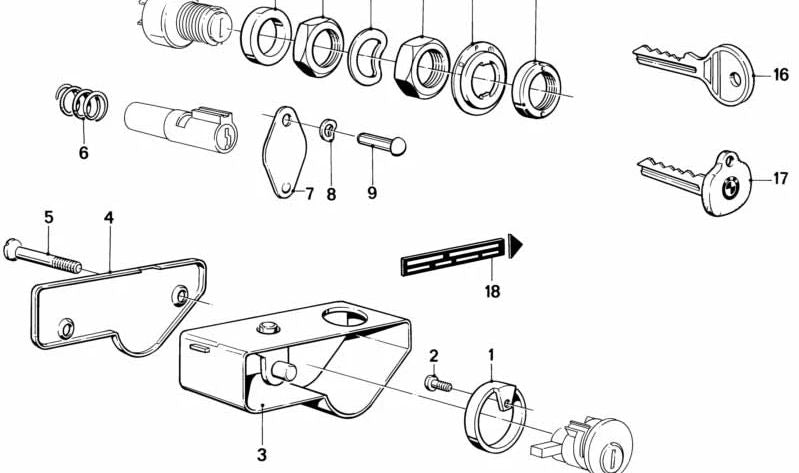 OEM Lock 51251230186 para BMW R50, R60, R75, R80, R90, R100. BMW original.