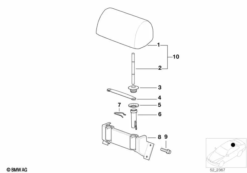 Buje de guía para BMW Serie 3 E46, Serie 5 E39 (OEM 52208208877). Original BMW.